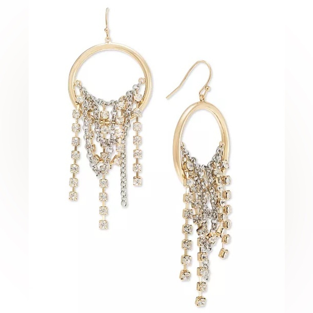 NWT Crystal Chain Fringe Drop Earrings